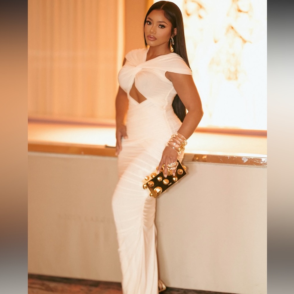 Ronny Kobo Nasha Twist-Front Cut-Out Maxi Dress